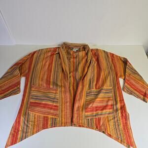 Arise Vintage 100% Silk Multicolor Strip Cardigan One Size